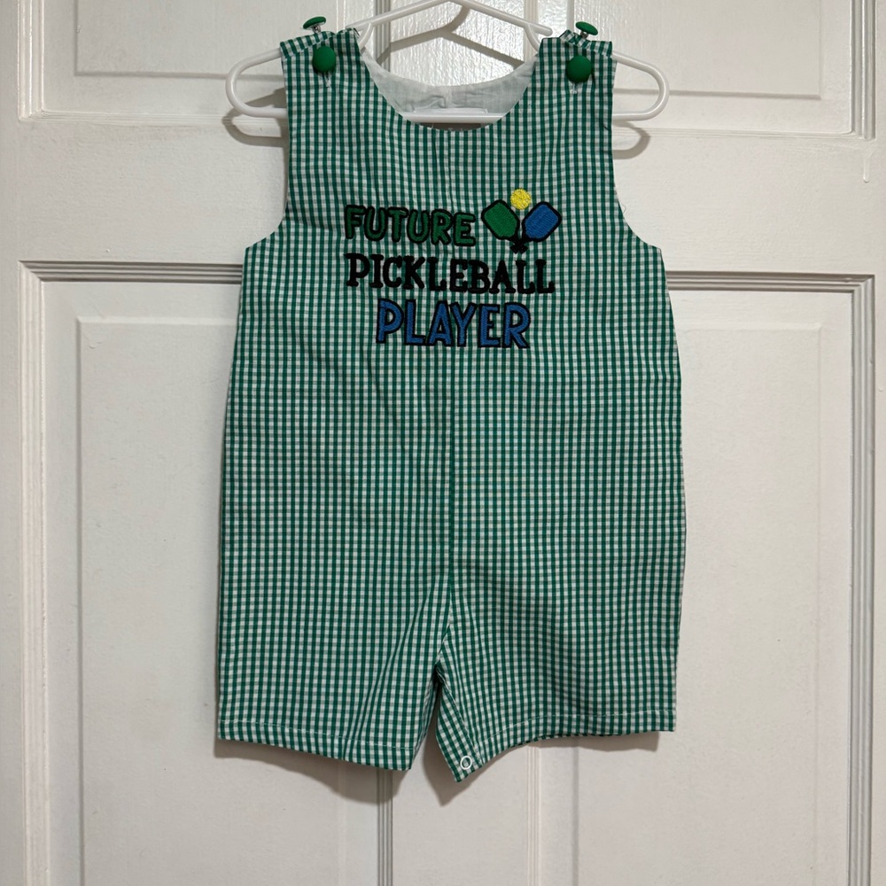 NEW 12-18 Month Pickleball Boys JonJons Outfit One Piece Green Romper Sports‎